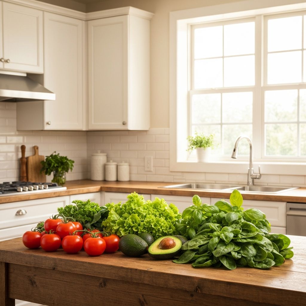 Sunlit kitchen with fresh ingredients